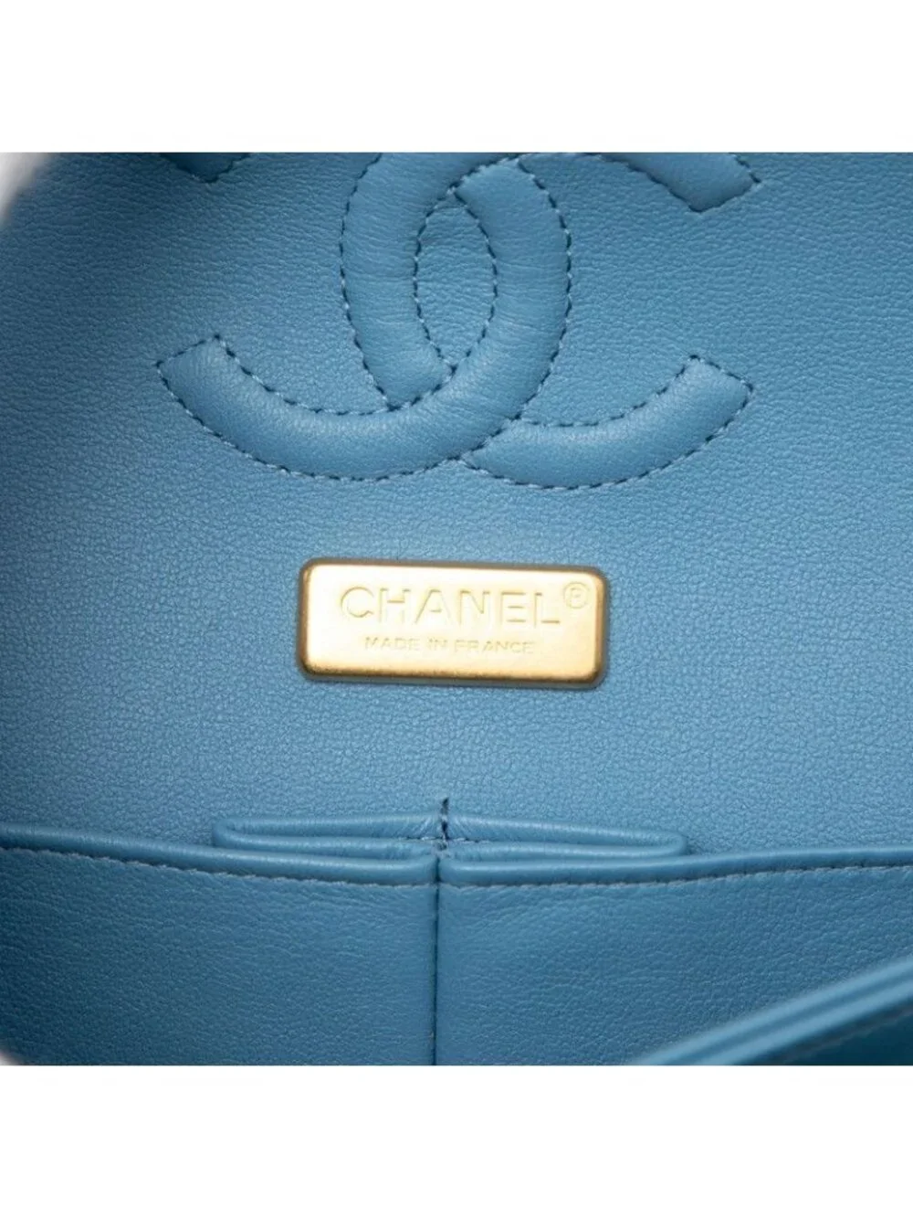 Chanel Quilted CC Logo Blue Gold Denim Sequins